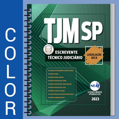 Apostila TJM-SP Escrevente Técnico Judiciário Militar - Legislação Seca (Colorida)